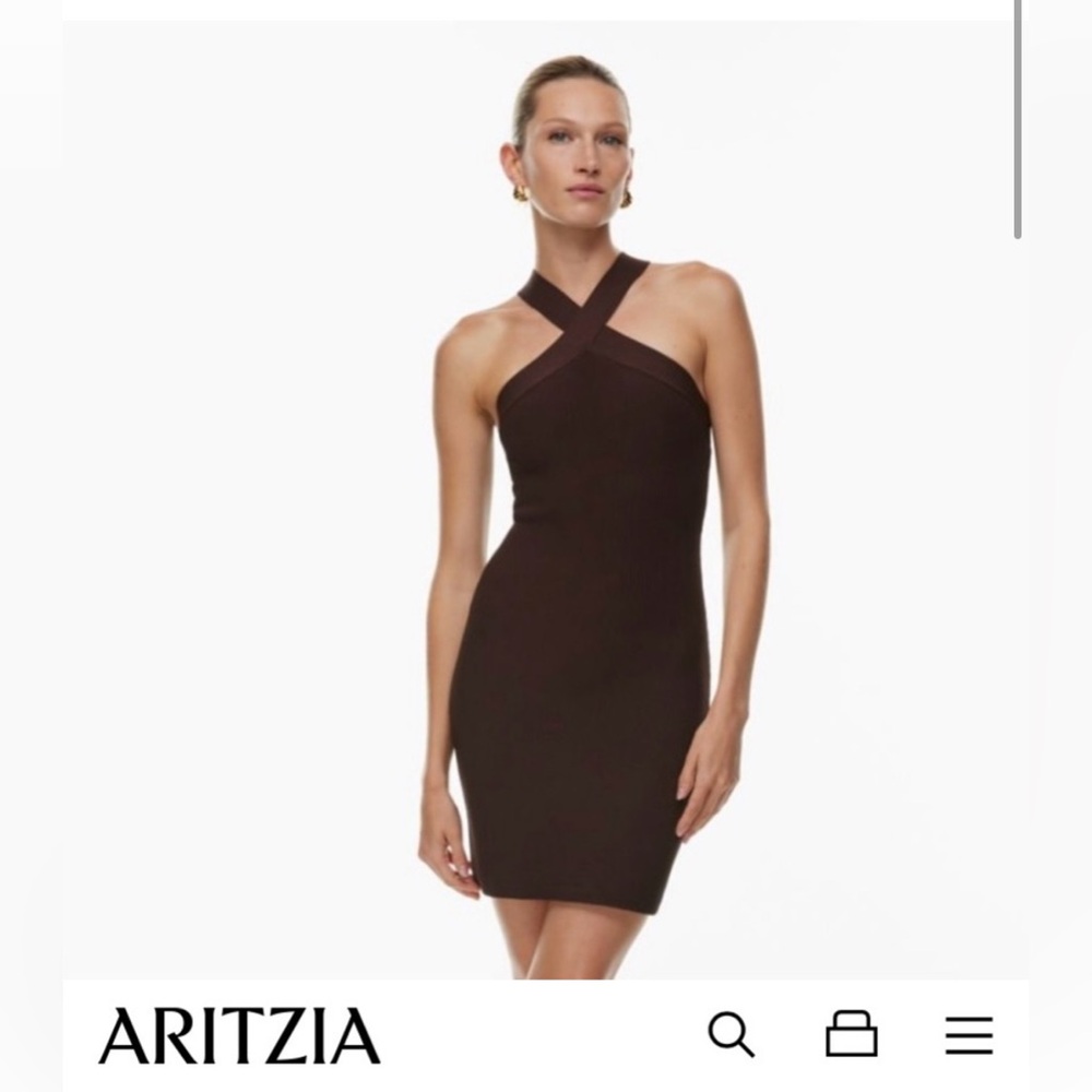 Aritzia Babaton Sculpt Knit Criss Cross Dress Med